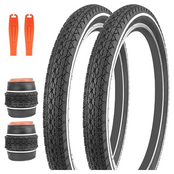 2-Pack Foldable Mountain Bike Tire W/Tube & Tire Lever