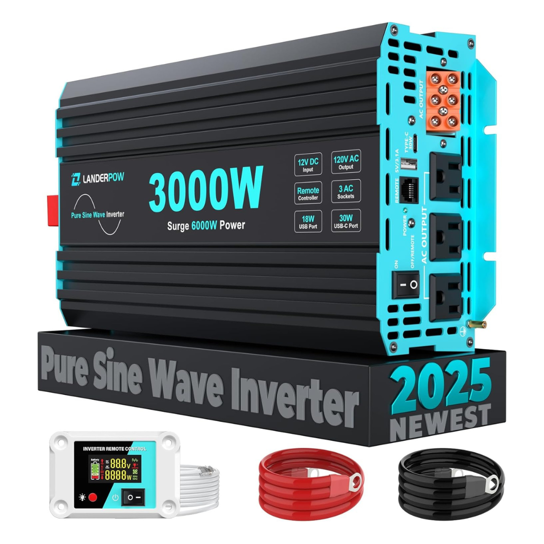 3000W Pure Sine Wave Power Inverter 12V DC To 120V AC
