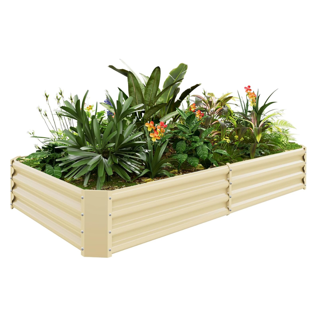 Land Guard 6 x 3 x 1ft Galvanized Metal Raised Garden Bed