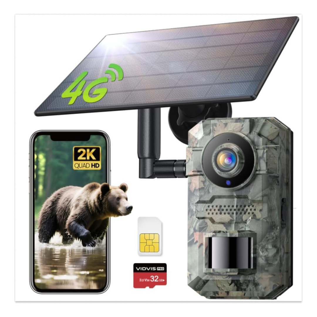2K HD Live 4G LTE Cellular Solar Trail Camera W/ Motion Activated