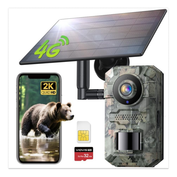 2K HD Live 4G LTE Cellular Solar Trail Camera W/ Motion Activated