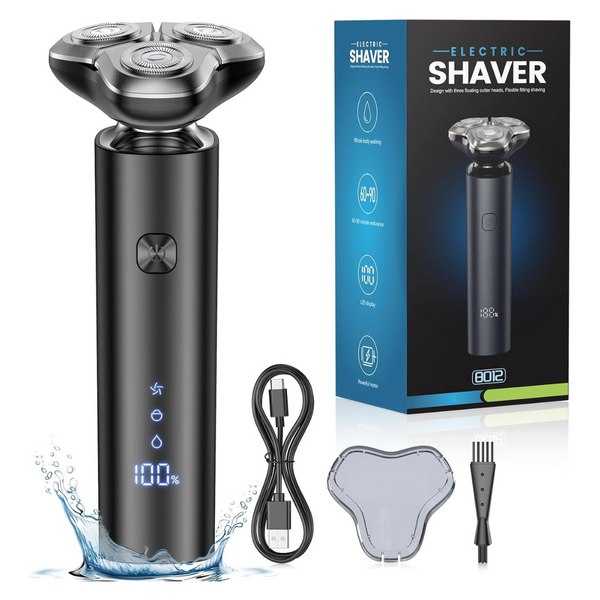 Men's Waterproof Cordless 3-Blade Wet Dry Rotary Shaver