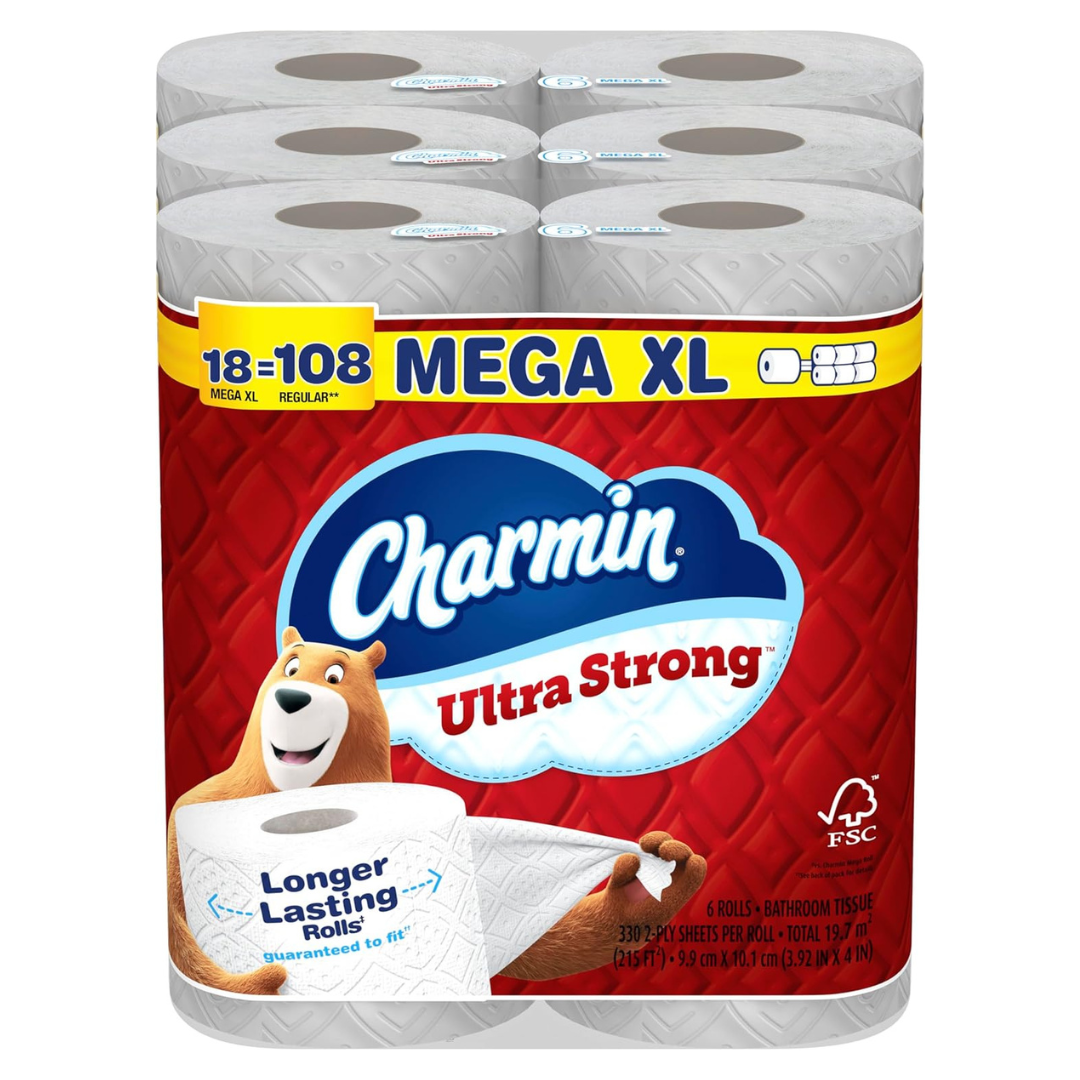 18-Pack Charmin Ultra Strong Toilet Paper Mega XL Rolls