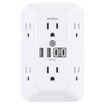 Addtam 6-Outlet Surge Protector With 4 USB Ports (2 USB-C)