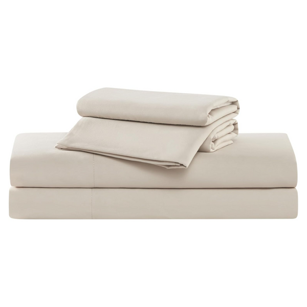 4-Piece Truly Soft Green Solid Beige Queen Sheet Set