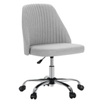 Sweetcrispy Armless Modern Fabric Vanity Seat Desk Chairs w/ Wheels