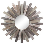 Stonebriar Large Round 32" Wooden Sunburst Wall Mirror