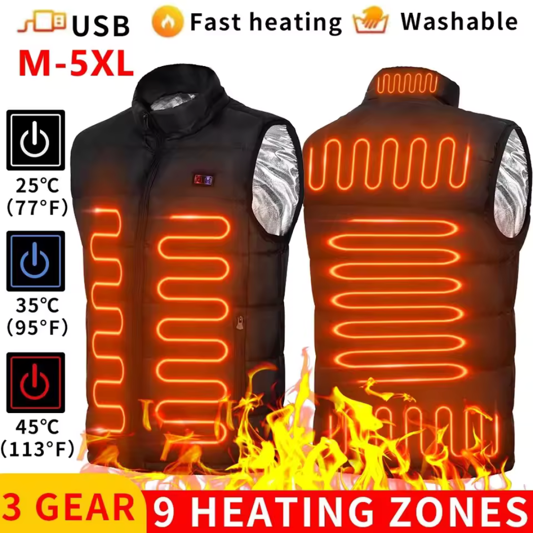 Unisex Electric 9 Heating Zones USB Heated Jackets (various Size)