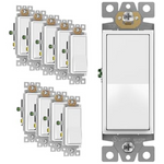 10-Pack 15A 3-Way Decorator Paddle Rocker Light Switch