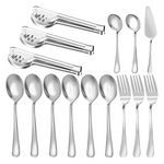 15-Piece Stainless Steel Large Flatware Serving Utensils Set