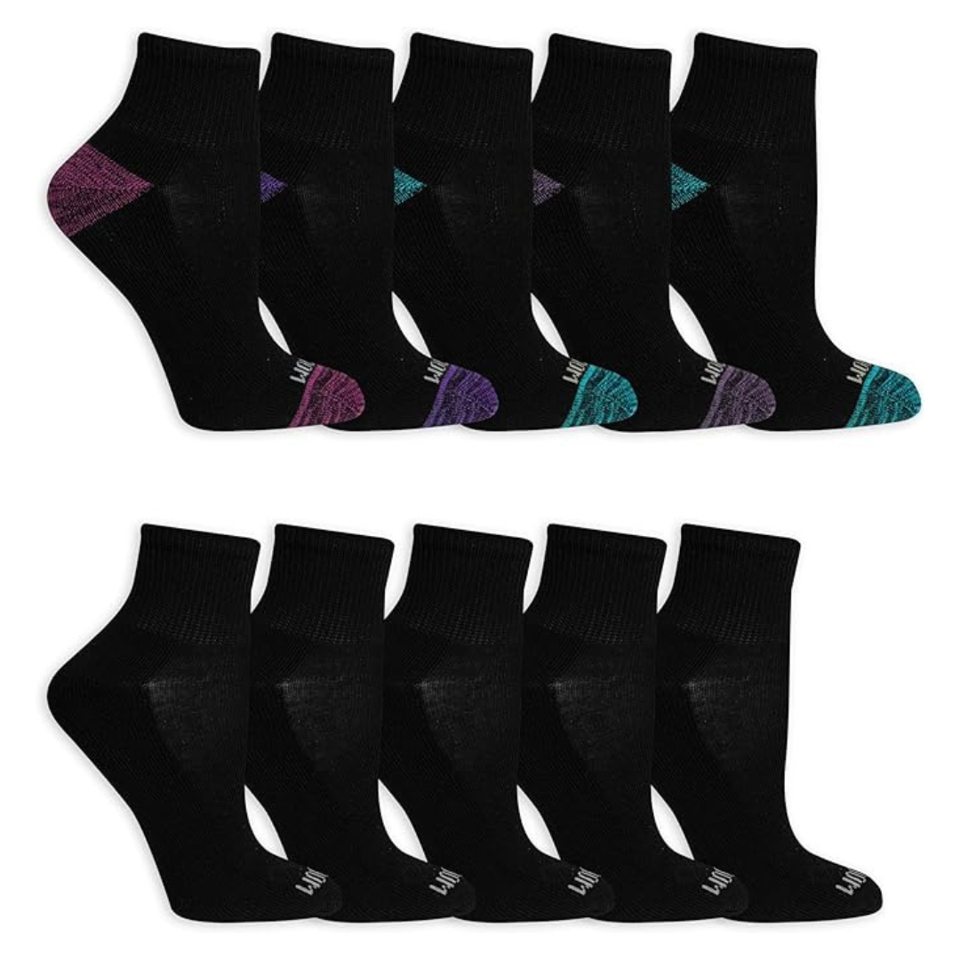 10-Pack Fruit Of The Loom Women's Soft Cushion Ankle Socks