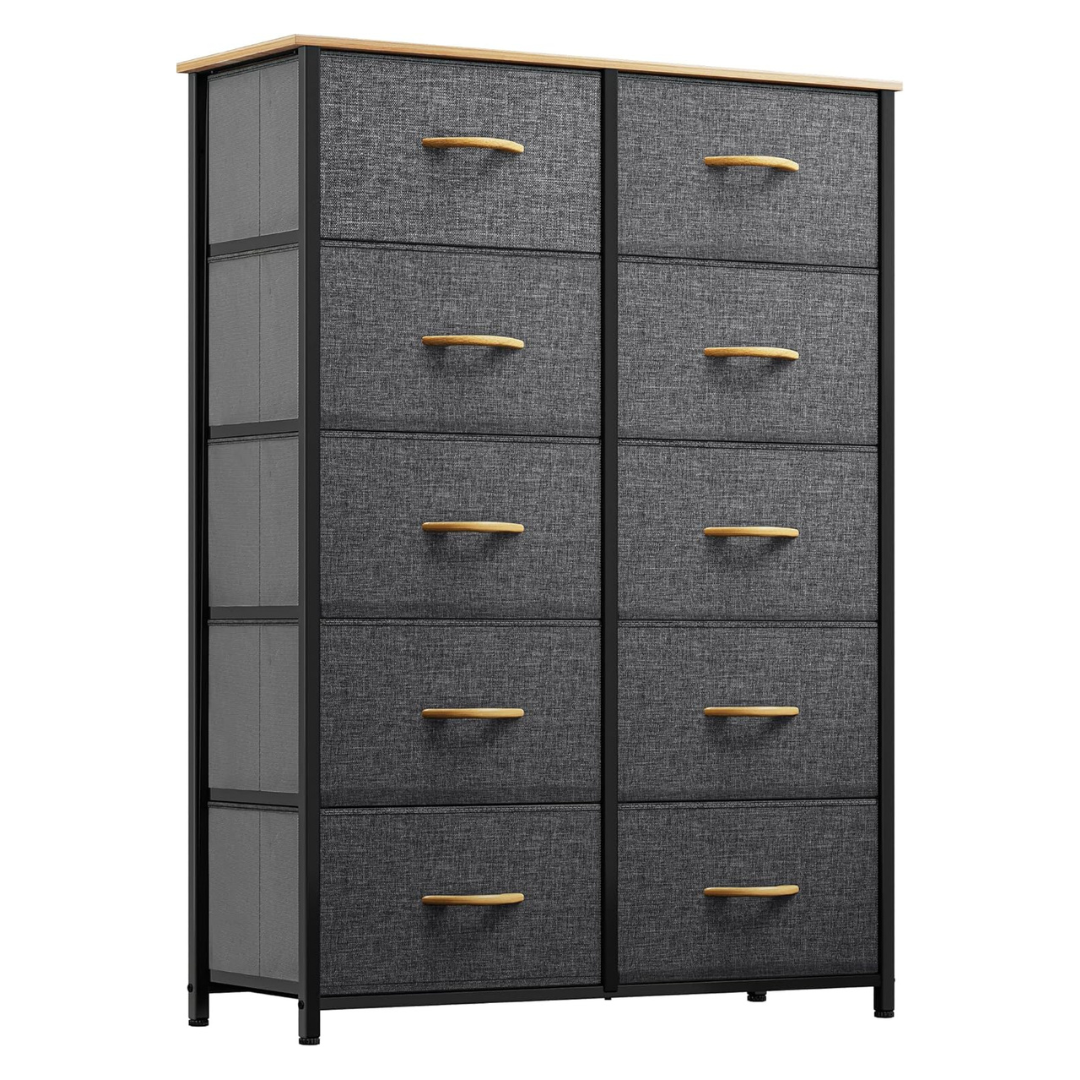 YITAHOME 10-Drawer Fabric Dresser Storage Tower (Cool Gray)