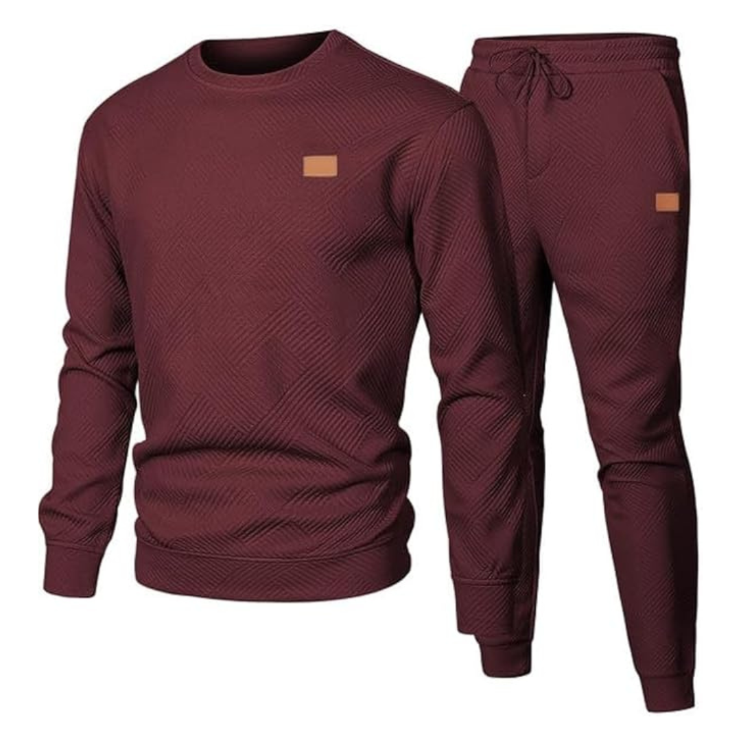 Men's 2 Piece Sweatsuits Jacquard Sweatshirt & Joggers Sweatpants Set
