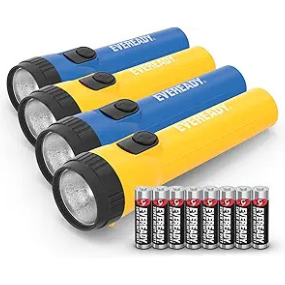4-Pack Eveready Bright LED Flashlights with AA Batteries
