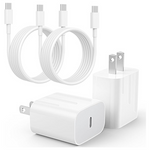 2-Pack 20W PD USB-C Fast Wall Charger with 2 x 6ft USB-C Cables