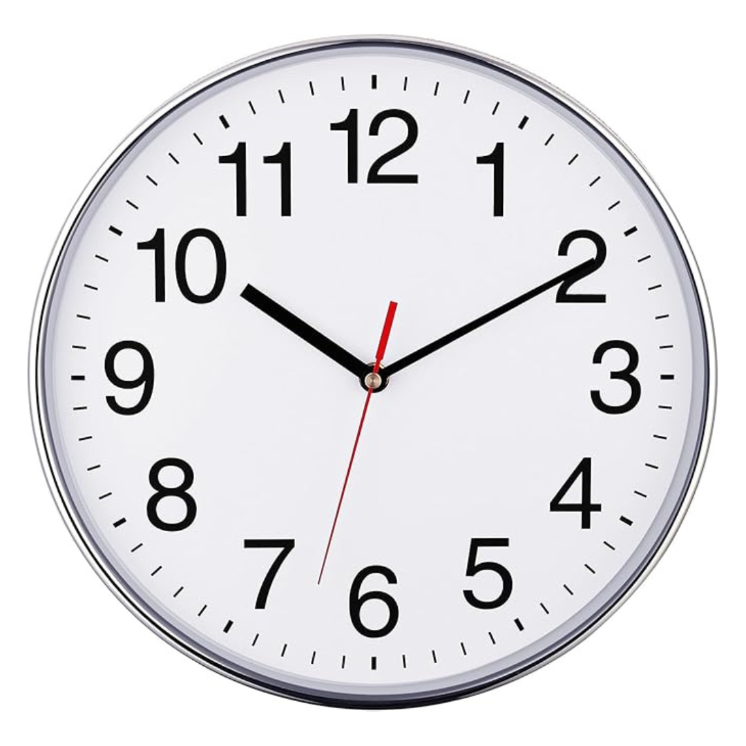 10" Non Ticking Quartz Black Wall Clock