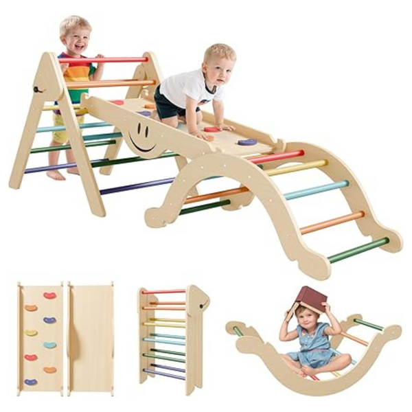 BIERUM 8-in-1 Toddler Climbing Toys Pikler Triangle Set