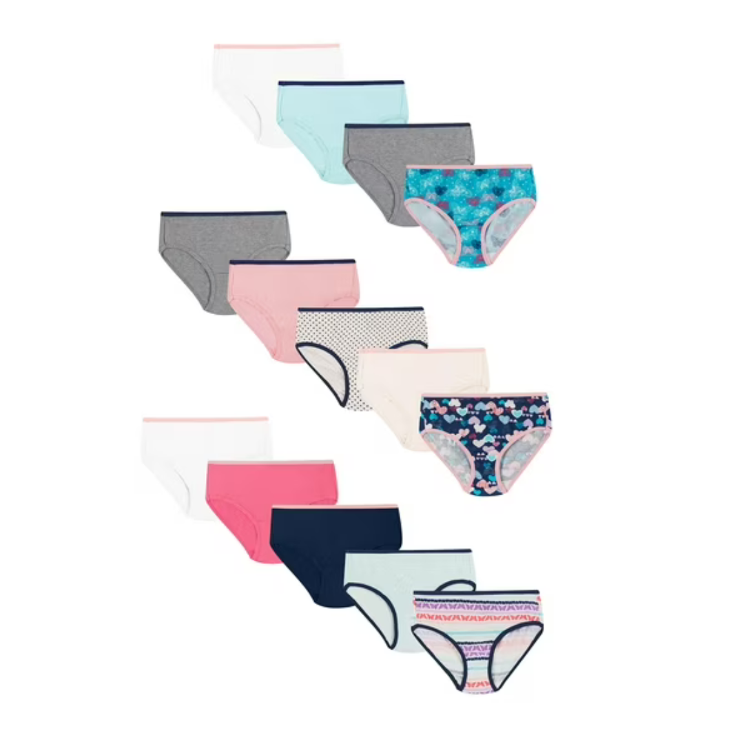 14-Pack Hanes Girls' Tagless Super Soft Cotton Brief Underwear