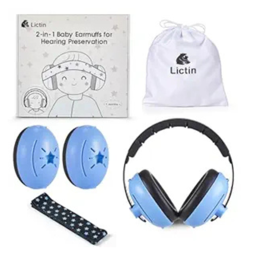 Lictin 2-in-1 Baby Star Noise Reduction Cancelling Earmuffs