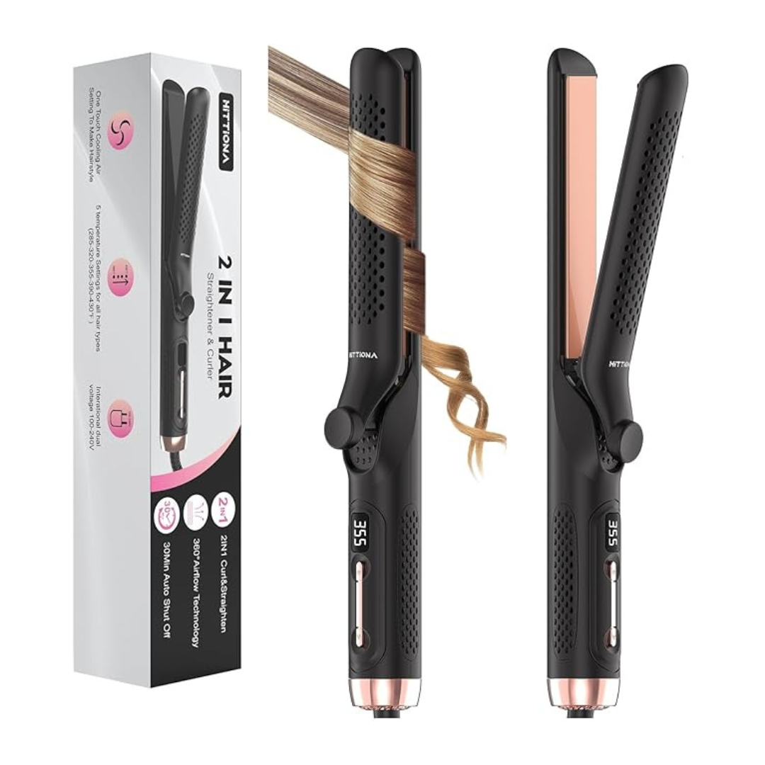 1.25 Inch 360 Airflow 2-in-1 Hair Curler and Straightener