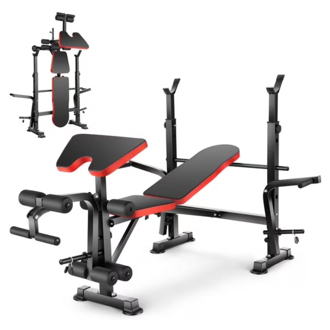 VIBESPARK Adjustable 600lbs 6-in-1 Foldable Workout Bench Set
