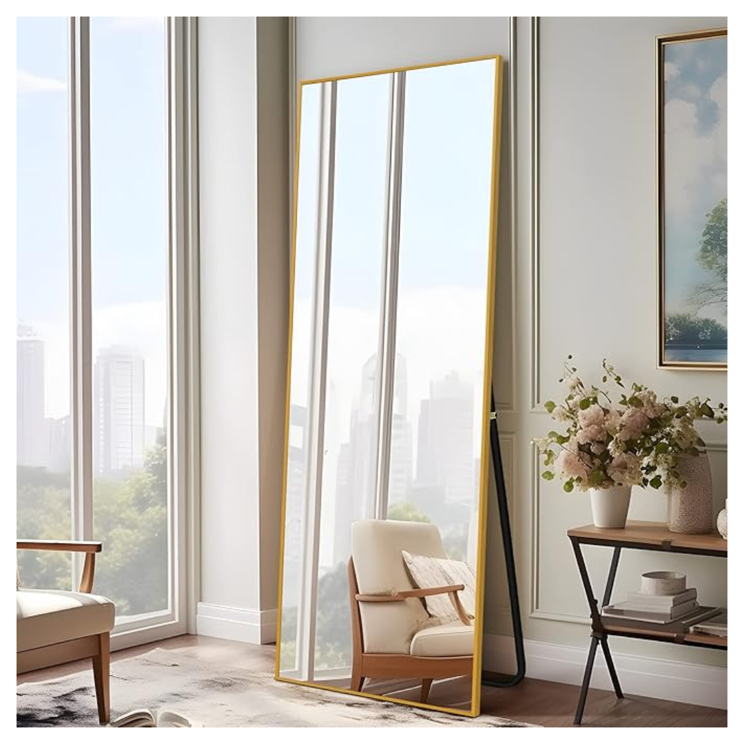 Full Length 65" x 22" Floor Mirror With Standing Holder
