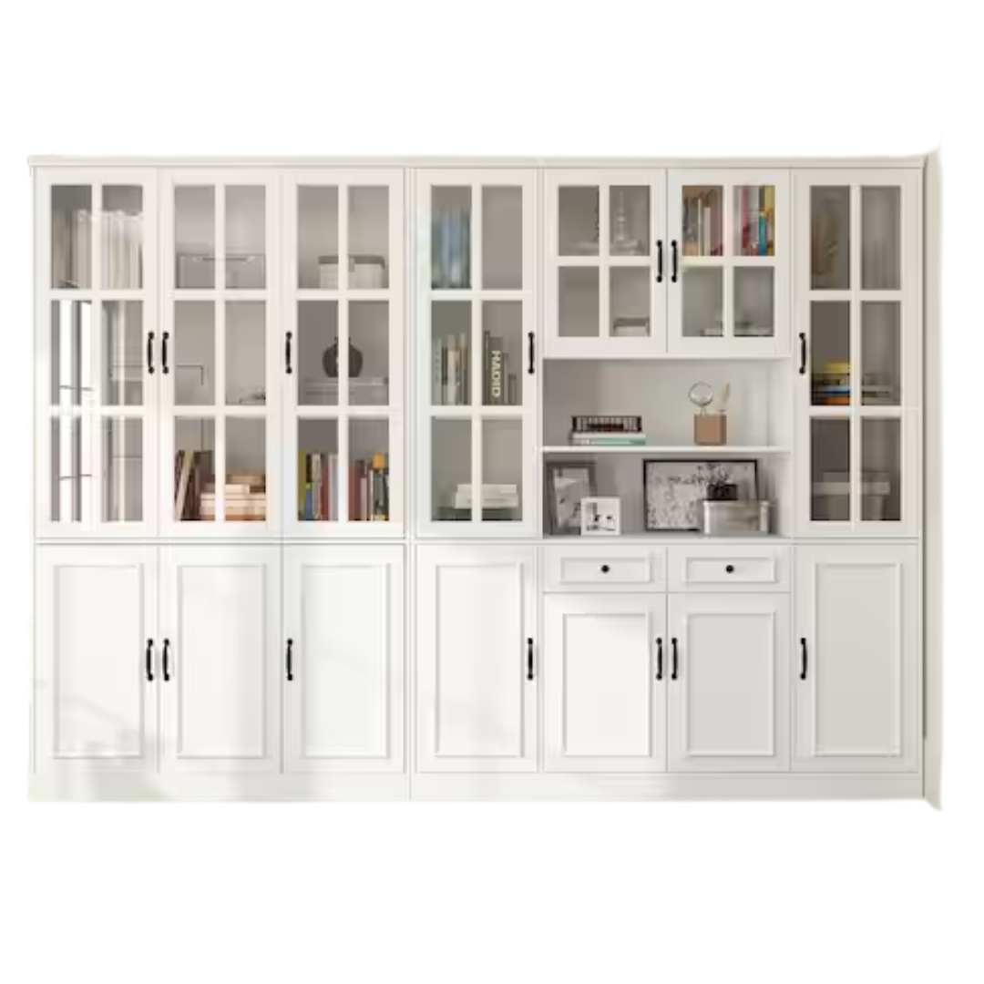 110.2" Wide Wooden 25-Shelves Accent Bookcase