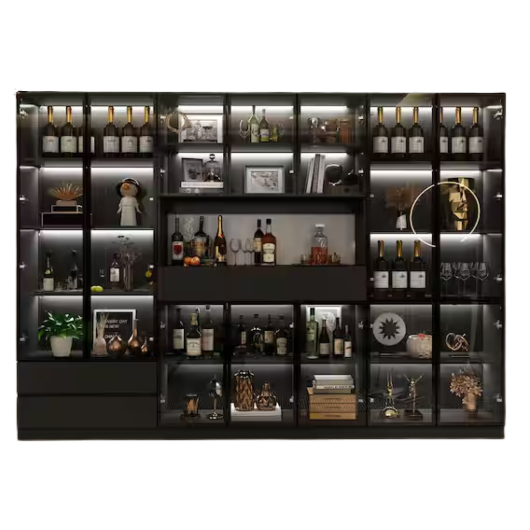 30-Shelf Wood Standard Combo Bookshelf (110.2" W x 78.7" H)