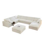 8-Seater Lesly 160" Square Arm Fabric U-Shaped Sectional Sofa