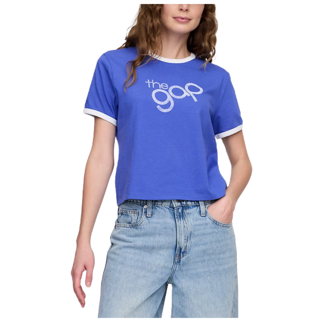 Gap Factory Women's Shrunken Ringer Graphic T-Shirt