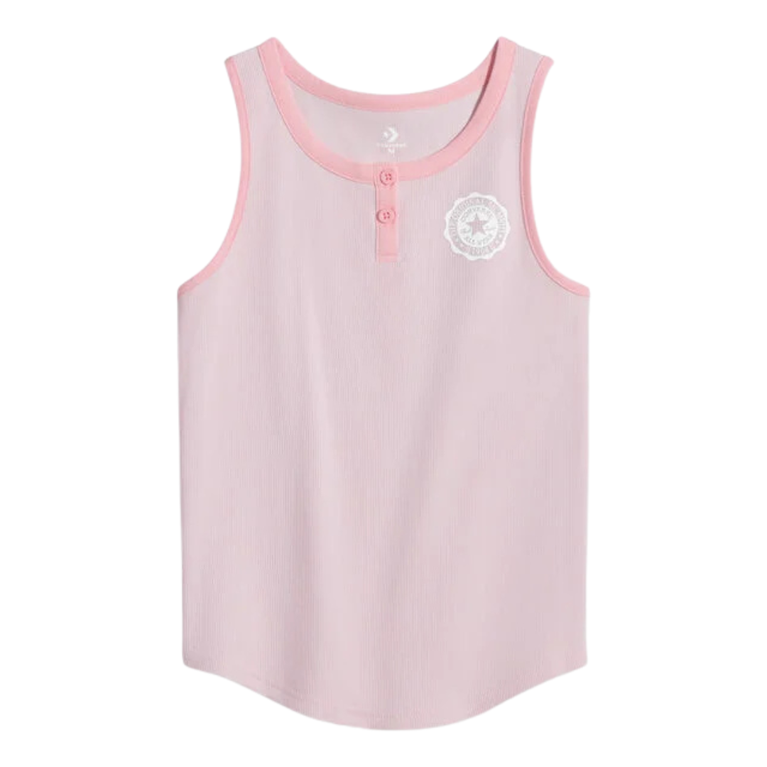 Converse Big Kids Ribbed Henley Tank (Summit Pink)