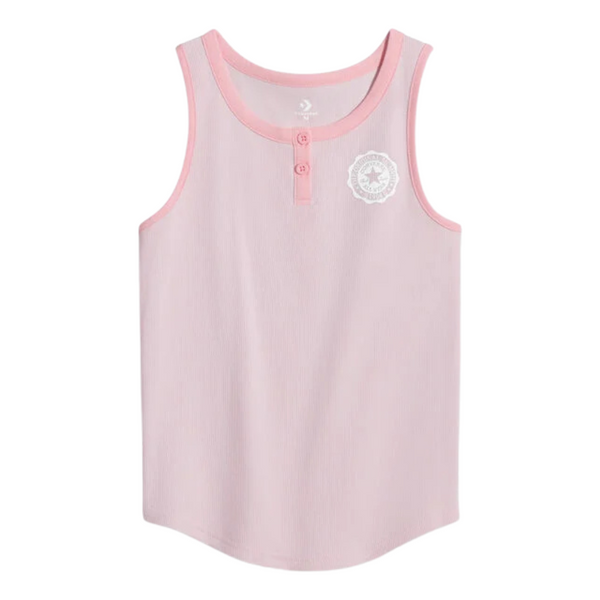 Converse Big Kids Ribbed Henley Tank (Summit Pink)