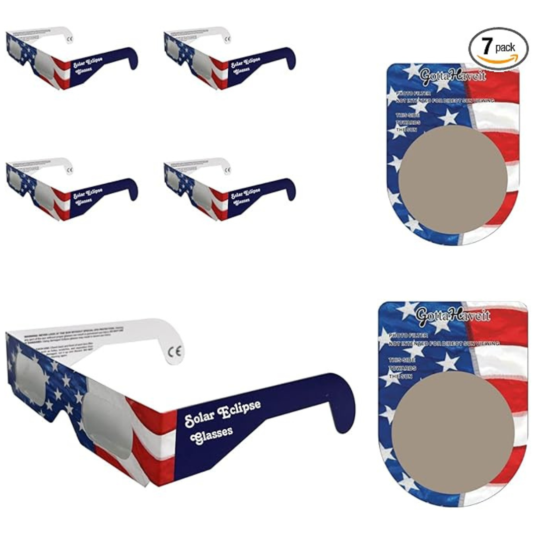 5-Pack Solar Eclipse Glasses Flag With Lens