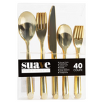 40-Pieces Plastic Silverware Heavy Duty Gold Cutlery Set