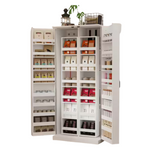 White Wood 31.5" W Food Pantry Cabinet Kitchen Buffet Bar Storage Rack
