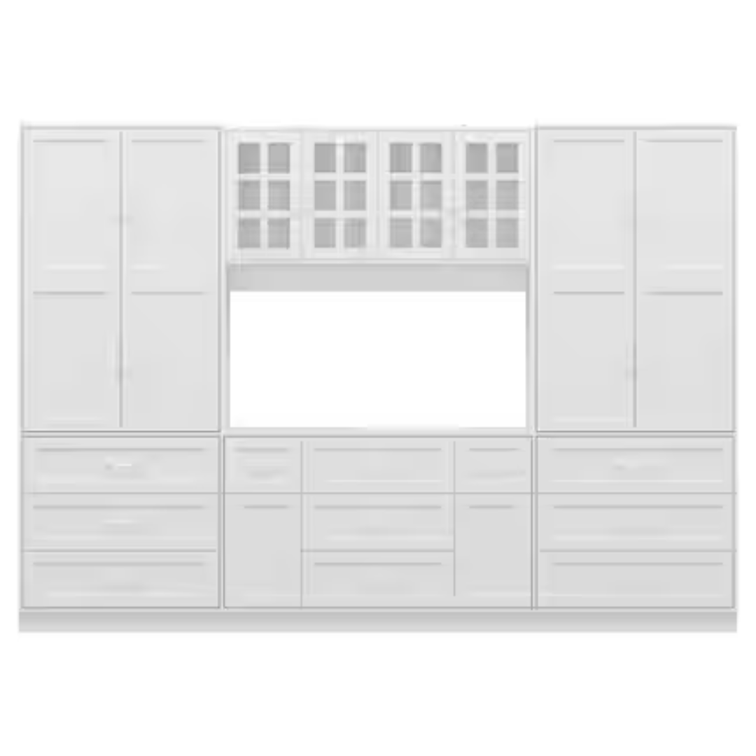FUFU&GAGA White 78.7" Office Storage Cabinet With 13 Shelves And 11 Drawers