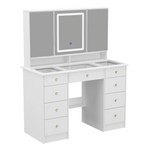 9 Drawers Wood White Makeup Vanity Desk