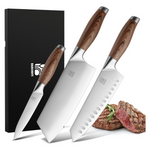 3-Piece Professional Ultra-Sharp Chef Knife Set W/ Ergonomic Steel Handle