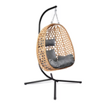 Patio Wicker Cushioned Swing Egg Chair With Stand