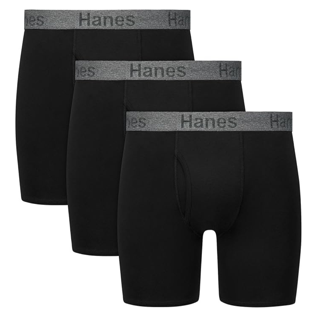 3-Pack Hanes Men's Stay Dry Pouch Cotton Stretch Boxer Brief