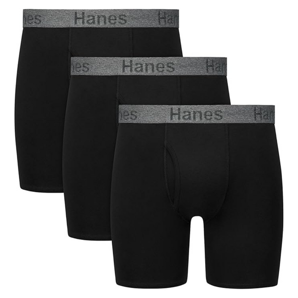 3-Pack Hanes Men's Stay Dry Pouch Cotton Stretch Boxer Brief