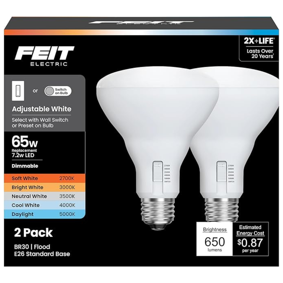 2-Pack Feit Electric BR30 LED Light Bulb