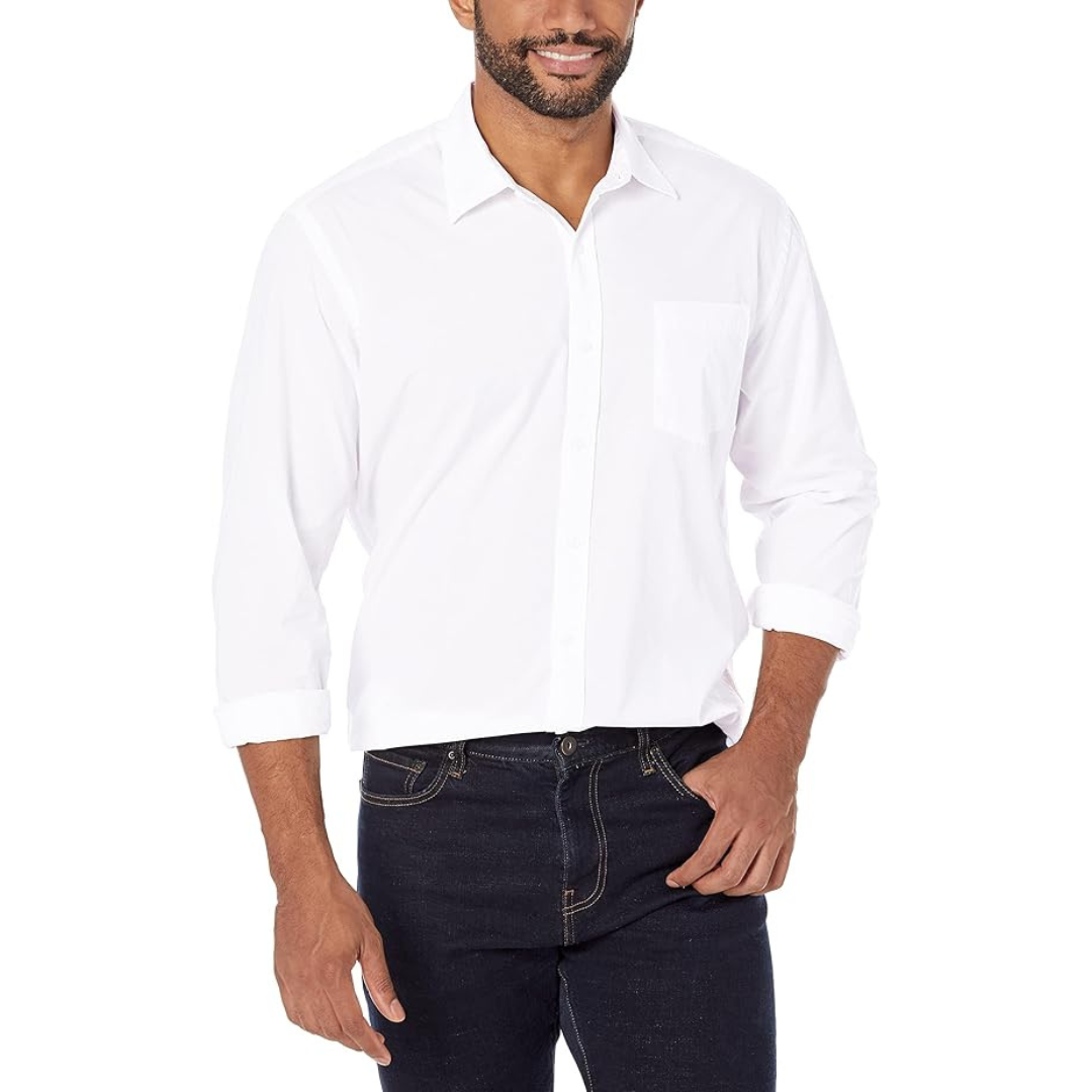 Amazon Essentials Men's Regular-Fit Long-Sleeve Casual Poplin Shirt (select colors/sizes)