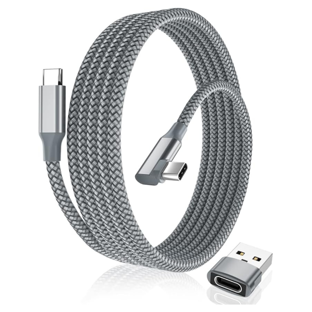 Elebase 100W Right-Angled 10' USB Type C to C Cable with USB A Adapter