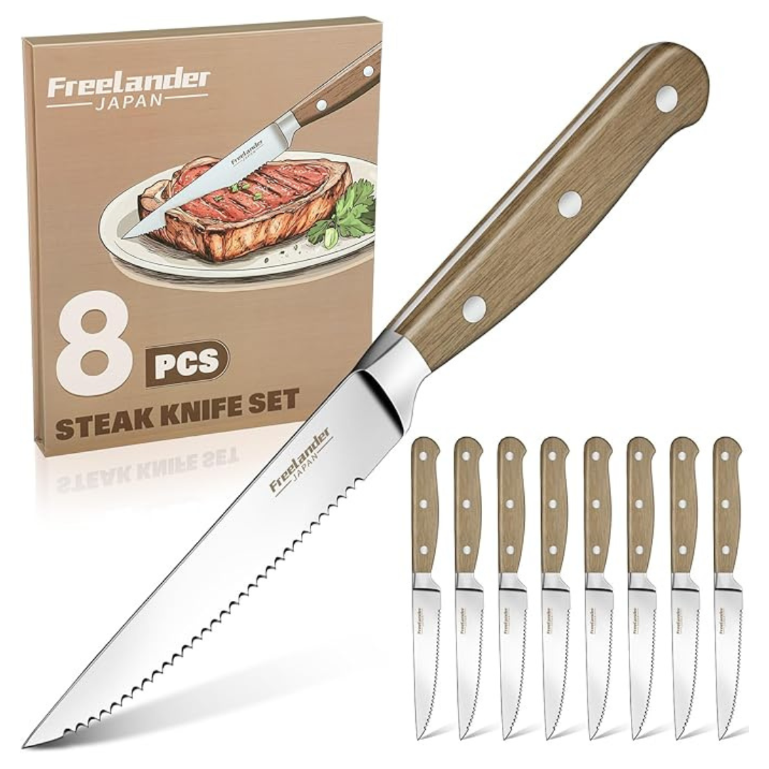 Set of 8 Freelander Handmade Forged Steak Knives