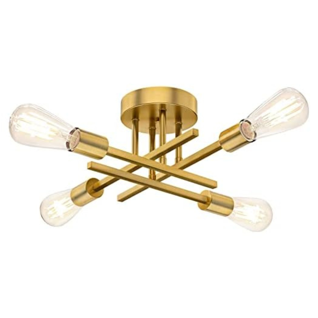 Tobusa Gold Semi Flush Mount 4-Light Ceiling Light Fixture