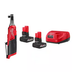 Milwaukee M12 FUEL 12V Brushless Cordless 3/8" Ratchet + TWO XC 5Ah Batteries & Charger