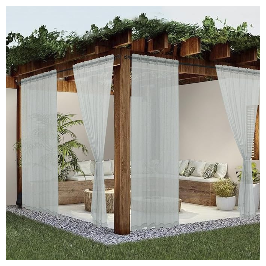 2-Pack Sheer Outdoor Waterproof Curtains (52" x 96")