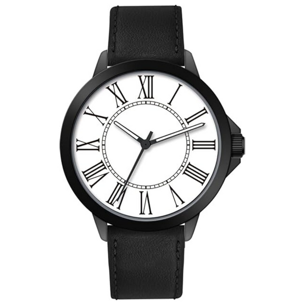 45MM Big Arabic Numbers Leather Men's Quartz Watch
