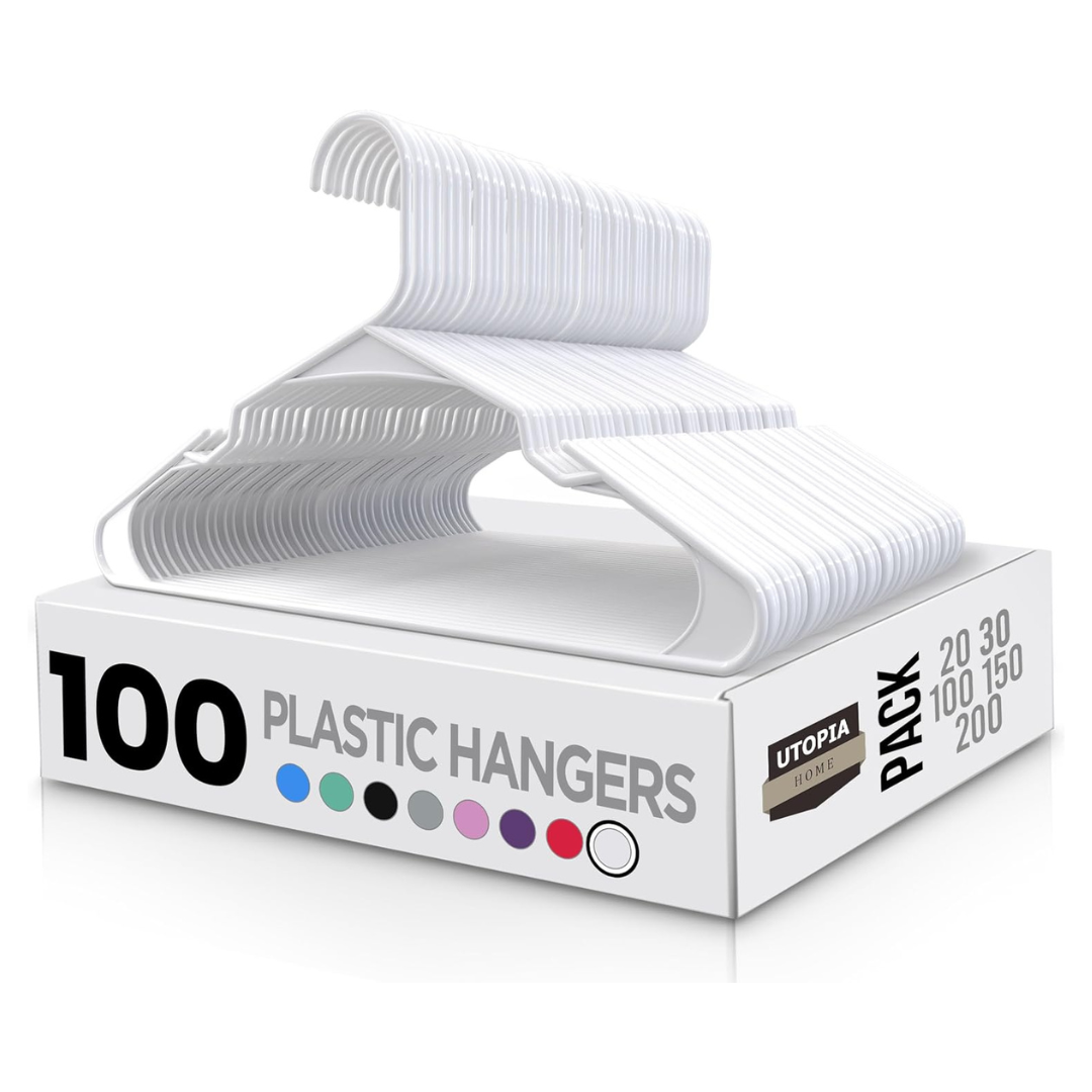100-Pack Utopia Home Plastic Hangers (White)